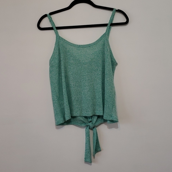 NWT Lush - Teal V-neck button down tie waist tank - Picture 2 of 6